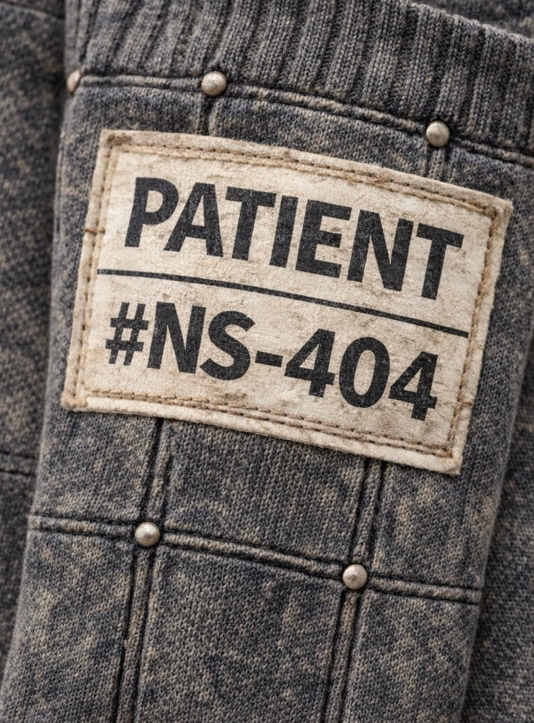 NO SLEEP “Patient NS-404” Distressed Crew Socks